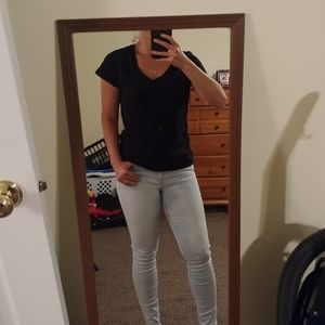 Plain Black V Neck Tee